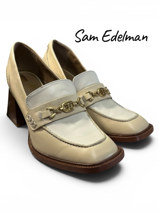 Sam Edelman Shoes - Sam Edelman Quincy Ivory Leather Horsebit Loafers Size 8M Block Heel